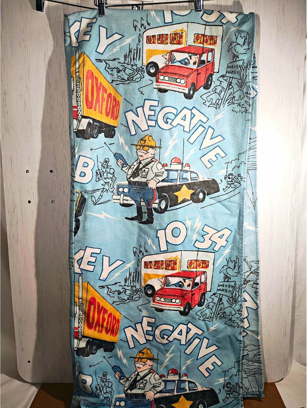 vintage 1970s CB Radio "Smokey, Trucker, and Van" themed twin bedspread
